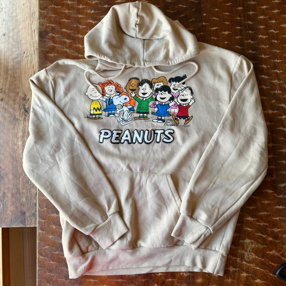 Aeropostale Peanuts Hoodie Graphic Sweatshirt Modern Womens Size Medium Tan - Picture 4 of 6